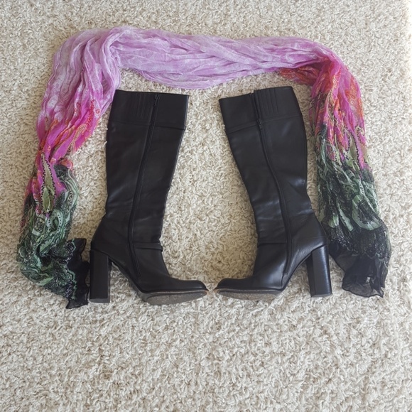 Via Spiga Shoes - Via Spiga Boots Black Leather Tall Riding 8.5